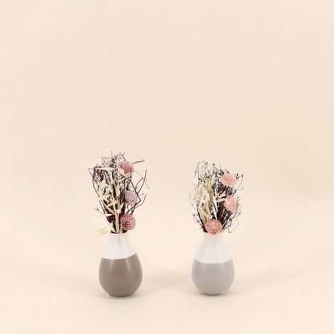 Lot de 2 vases en céramique avec fleurs séchées
