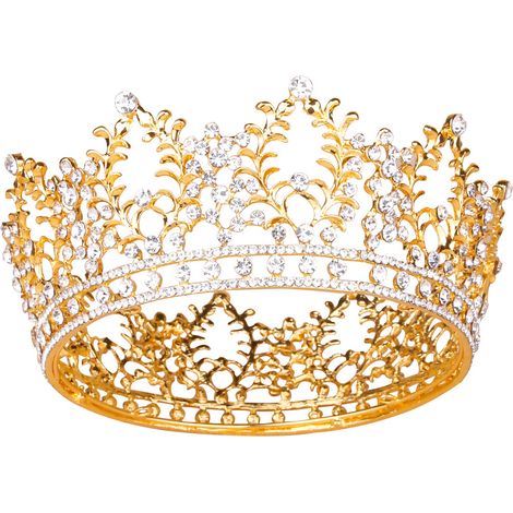 Couronne - Couronne Reine Baroque En Alliage Doré À Rhinestones - Pour Fête Mariage Anniversaire - 1 Pièce