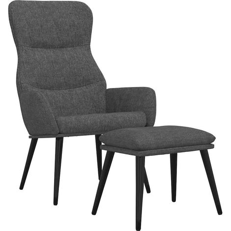 Maison Exclusive - Relaxsessel mit Hocker Dunkelgrau Stoff (1/5)
