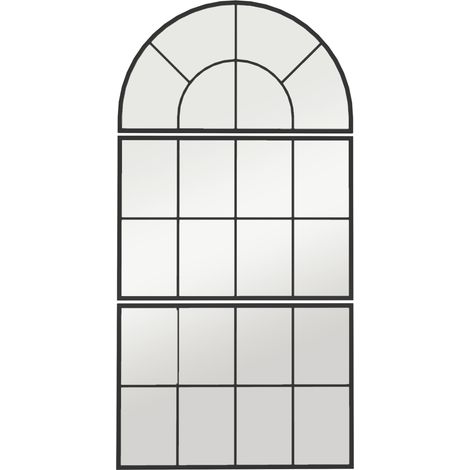Espejo de pared de 3 piezas 76 x 2 x 149 cm, vidrio y marco metálico negro MODENUIT (1/5)