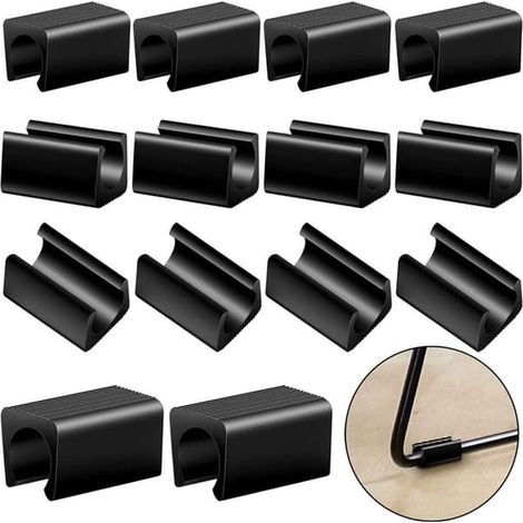 KLVGTIFS PU - 40 protections rectangulaires pour pieds de chaise, en plastique, avec tubes antidérapants noirs en forme de U. (1/4)