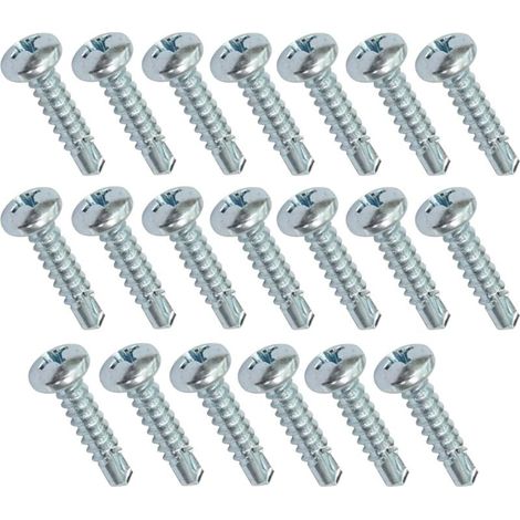 Packung mit 20 selbstbohrenden Blechschrauben Ø 4,2 x 19 mm mit breitem, gewölbtem Kopf – mit Kreuzschlitz-/Phillips-Antrieb – aus verzinktem Stahl (1/2)