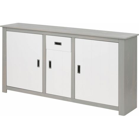 KAMPEN-Buffet avec 3 portes et 1 tiroir en gris blanc (1/5)