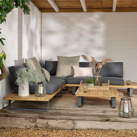 Garden Trading Bayworth Corner Sofa Set Natural Outdoor Furniture & Coffee Table