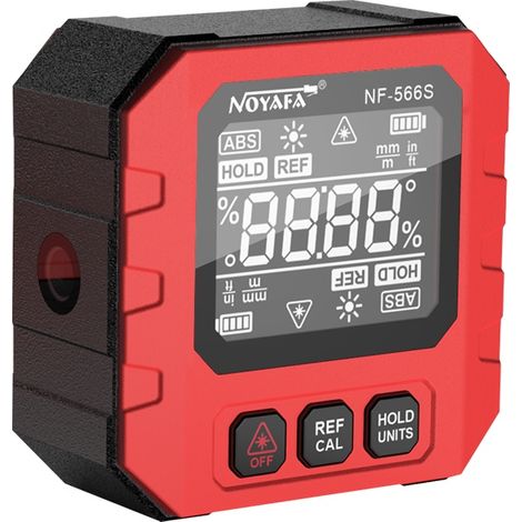 L'inclinomètre numérique laser double face Noyafa NF-566S est un outil de mesure d'angle de haute précision, rechargeable et adapté aux applications industrielles, de maintenance et de rénovation domi (1/5)