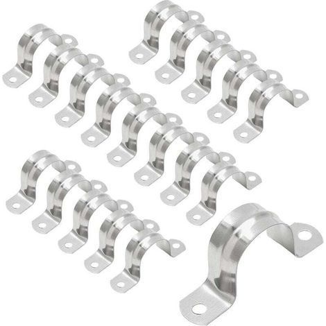 pair Collier De Serrage Acier Inoxydable Type U Semi Circulaire Pour Tuyau Air Eau 40mm (1/4)