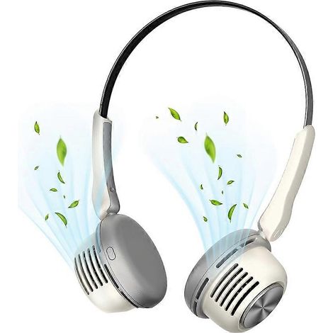 Ventilateur de cou sans pales USB rechargeable sur soi refroidissement personnel 5 vitesses réglable strong wind blanc (1/5)
