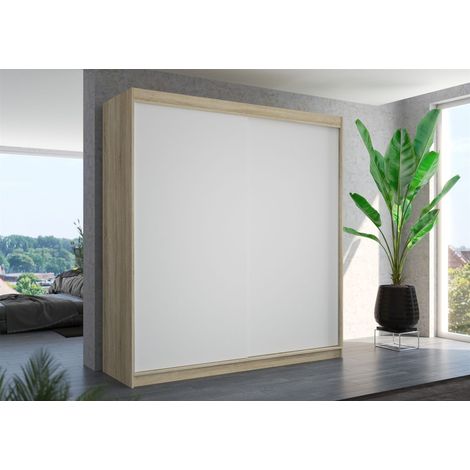 Schiebetürenschrank Schrank Nr.425 in Sonoma- Weiß matt 200x215x58 cm (1/3)