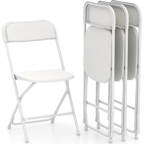 COSTWAY 4Pack Metal Folding Chairs Portable Patio Chairs w/ Plastic Seat & Back (1/5)