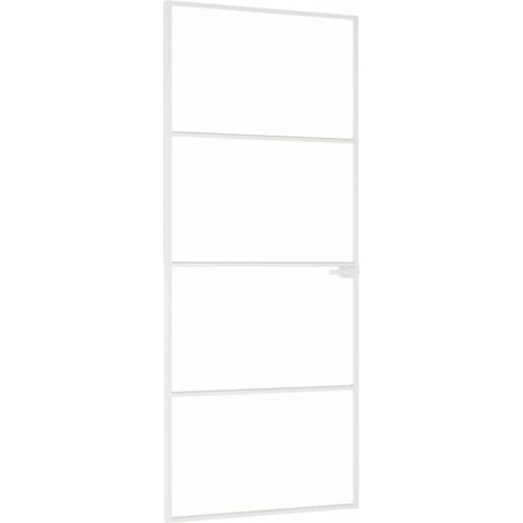 vidaXL Porta Interna Bianca 83x201,5 cm Vetro Temperato Alluminio Slim
