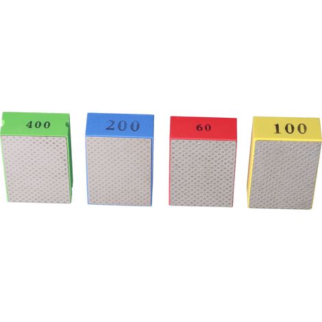 4 Stück Diamant-Handpolierpads zum Schneiden und Entgraten von Fliesen und Naturstein, Körnung 60, 100, 200, 400 (1/5)