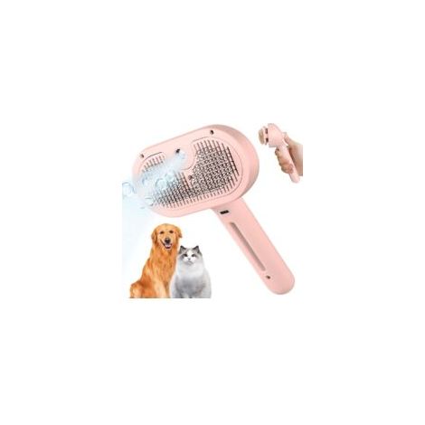 Brosse de chien-chat peigne-Chats brosse 3 en 1 Chats Vapeur brosse - brosse pour animaux de compagnie pour la chute-des poils d'animaux, brosse de nettoyage-rose (1/5)