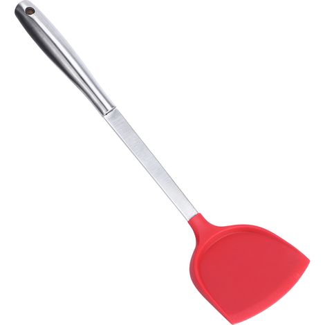 Spatule chinoise avec manche en acier inoxydable, pelle antiadhésive, ustensiles de cuisine, outil de cuisine (rouge) (1/5)