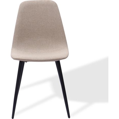 Chaises de salle à manger minimalistes en tissu beige clair et métal, lot de 2 (1/5)