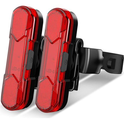 2 - Luce posteriore per bicicletta - Luce posteriore a LED luminosa ricaricabile tramite USB - 4 modalità di illuminazione - Luce lampeggiante impermeabile per bicicletta - 2 pezzi (1/4)