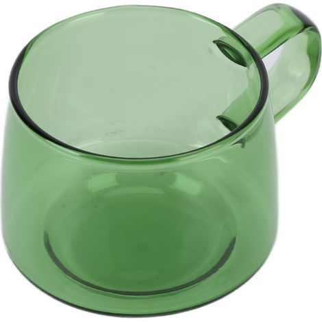 Tasse à café transparente 250 ml en verre borosilicate avec anse, verte, idéale pour le thé, l'eau et le lait. (1/5)