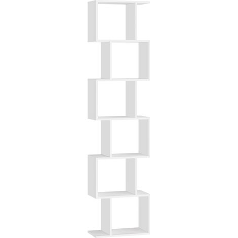 Vasagle – Bibliothèque moderne 6 niveaux 24 x 40 x 191 cm – Meuble de rangement blanc nuage – Cloison séparateur pour salon, chambre, bureau