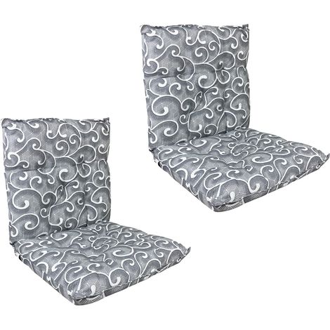 Set Cuscini Sedia Con Schienale Imbottiti Con Laccetti Banda Elastica 40 x 80 Cm InalayGrigio - 2 Pezzi