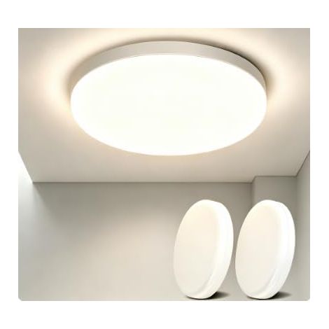 Deux-Pack 22 cm Plafonnier LED, Luminaires Intérieur Acrylique Blanc, Plafonnier Rond Minimaliste pour Bain, Cuisine, Couloir, Entrée, Dressing (1/5)