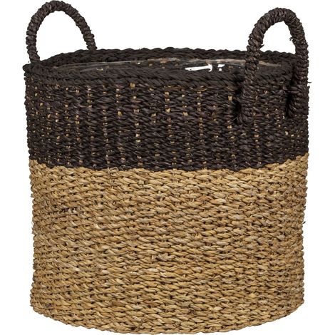 Scheurich Seagrass 23, vase en osier/pot de plantes en osier/pot en osier avec poignées en seagrass couleur : Nut Brown, 24 cm de diamètre, 20 cm de hauteur, 7.5 l vol.