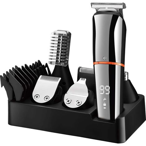 Tondeuse à barbe pour homme - Tondeuse à barbe et à poils de nez - 6 en 1 - Rechargeable par USB (1/5)