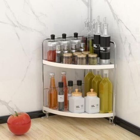 Weißes Schrankregal (26,5 x 16 x 28 cm), Küchenregal, kleines Schreibtischregal, Ablage für die Küchenarbeitsplatte, Make-up-Organizer für Badezimmer und Küche (1/5)