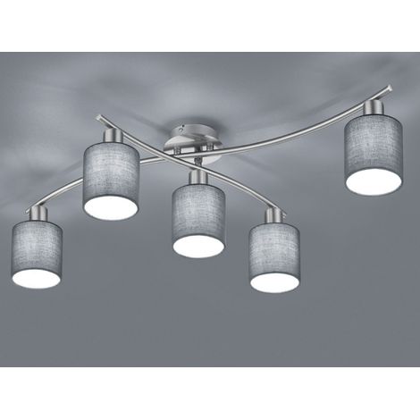 Garda Nickel Deckenleuchte 5 graue Stoffschirme L75 cm Trio Lighting (1/5)