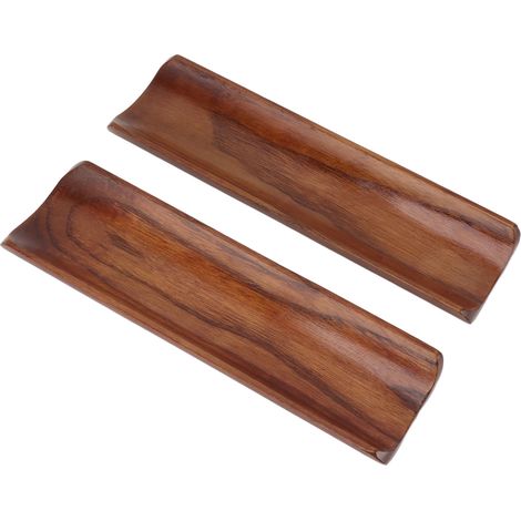 Lot de 2 assiettes à sushi rectangulaires allongées en bois, style japonais, 18,3 x 5,3 cm, idéales pour servir des crackers, des fêtes ou à la maison. (1/5)