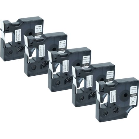 vhbw 5x Label Tape compatible with Tyco T107M Label Printer 5.5m x 12 mm, Black on White, Vinyl, plastic (1/5)