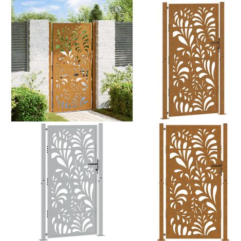 Cancello da giardino 100x175 cm in acciaio corten design ondulato - Acciaio corten - Cancello in acciaio