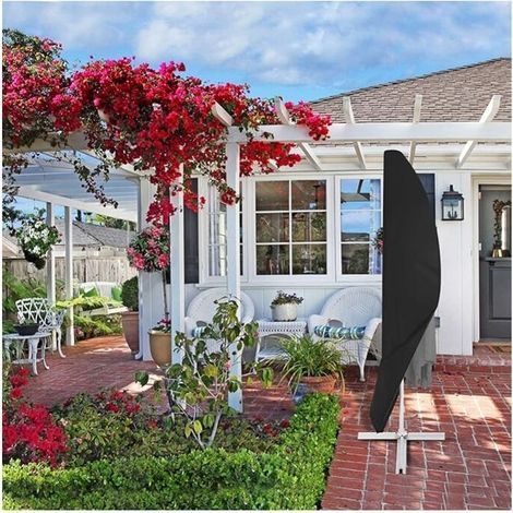 Housse de parasol noir 265x50x70x40CM Imperméable extérieur-- (1/4)