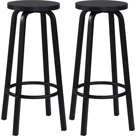 WOLTU Set di 2 sgabelli da bar-bistrot - Seduta in MDF - Struttura in metallo - Sgabello da cucina - 30 x 30 x 72 cm - Nero