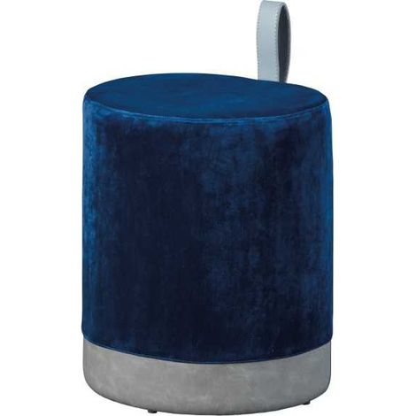 Pouf 38x32,5x43 cm en velours bleu et gris (1/5)