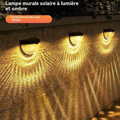 Applique murale solaire demi-cercle, lampe d'ambiance à lumière et ombre pour jardin et balcon, étanche IP65 avec 6 LED (1/3)