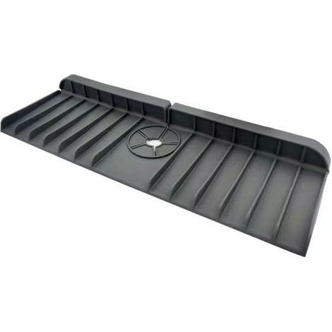 Tapis de robinet en Siliconen , porte-éponge, tapis de protection pour évier, gris foncé, organiseur de Cuisine , tapis de Séchage Splash, 37 x 14 x 1,5 cm (1/5)