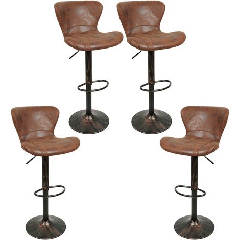 Ensemble de 4 tabourets de bar, tabourets de comptoir élégants, chaises de cuisine avec repose-pieds, chaises de salle à manger, réglables en hauteur, rotatifs, pour bar cuisine et maison (1/5)