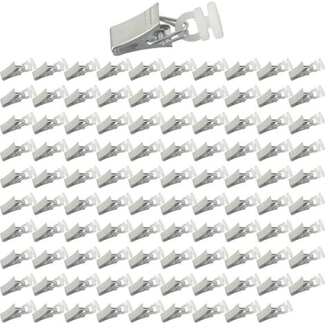 Lot de 100 pinces à rideaux flexibles en métal pour rail, crochets de rideau, clips pour rail, fenêtre, porte, rideau de douche, caravane