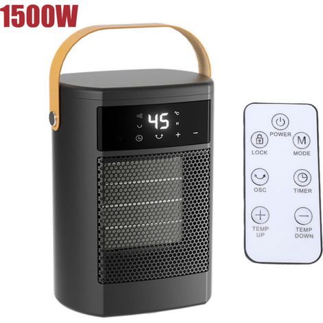 Chauffage d'appoint, 1500W PTC, 3 Modes Chauffants, Oscillant à 70° ECO Radiateur Electrique, Télécommande, Protection Anti-Surchauffe & Chute, Portable & Silencieux pour Maison, Bureau (1/5)