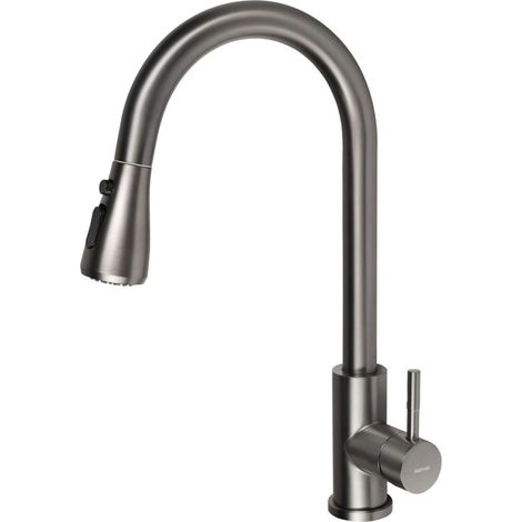 Sapho - Grifo para fregadero Mikela, con ducha extraíble, gun metal 1106-30GM (1/5)
