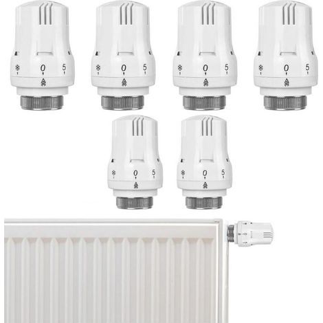 Lote de 6 cabezales termostáticos para radiador - Válvula de refrigeración inteligente - Cabezal de repuesto: Termostato de radiador - Cabezal de repuesto para oficina y hogar (1/4)