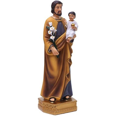 Statue des Heiligen Josef mit dem Jesuskind, religiöse Figur, Harzmodell, Skulptur, Tischdekoration (1/5)