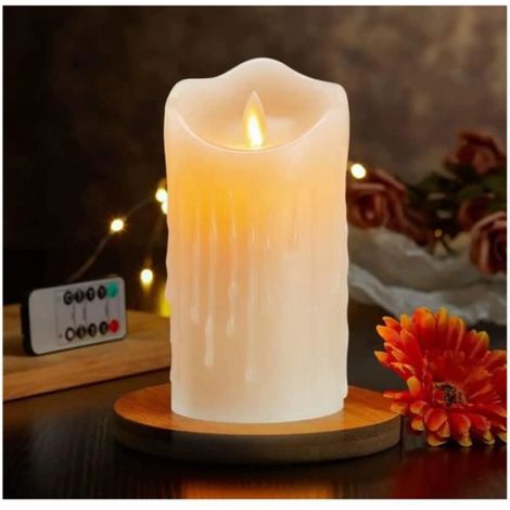 Bougie LED rechargeable 10 cm en cire véritable avec télécommande, lot de bougie décorative à fixation non spécifiée (1/4)
