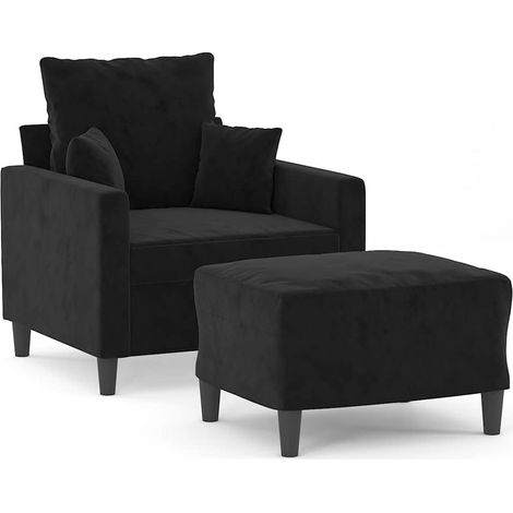 Maison Exclusive - Sessel mit Hocker Schwarz 60 cm Samt