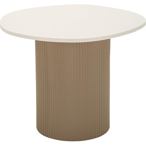 Couchtisch Ganiha, Quadratische Form, Platte Weiß, Gestell Metall, 48x46x39h cm, Marmoroptik Weiß