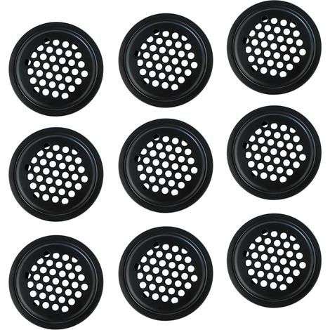 10 Pièces Grille de Ventilation Noire, Couverture de la Grille 25mm, Acier Inoxydable Mailles de Ventilation, Couvercle D'aération pour Armoires, Bibliothèques, Meubles à Chaussures (1/5)