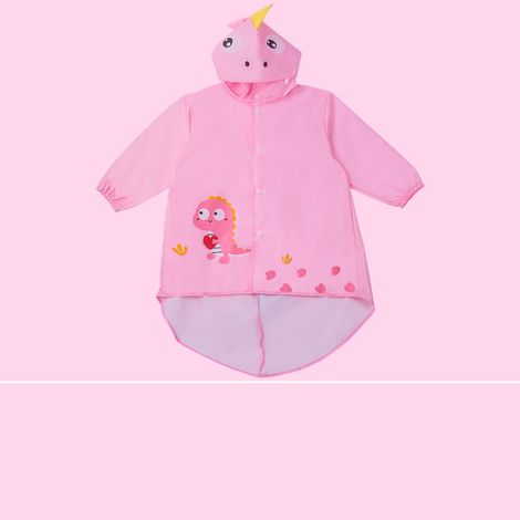 Regencape für Kinder mit niedlichem Tiermuster, Grundschul-Regenponcho, rosa, Größe M (90-100 cm) (1/5)