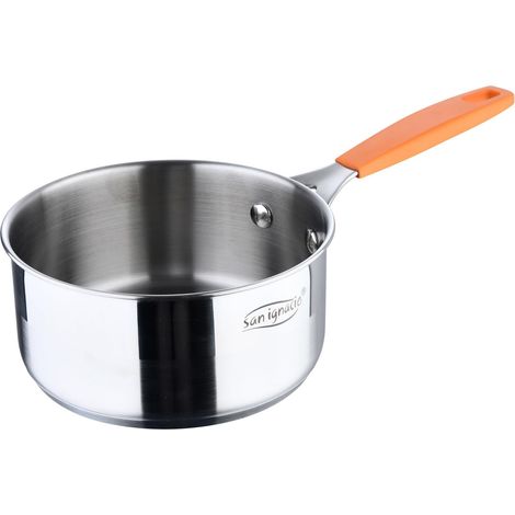 Casquepan 16 cm Aluminium forgé intérieur en noir vif Extérieur en finition Matt Liste pour induction détail de poignée en acier inoxydable (1/5)
