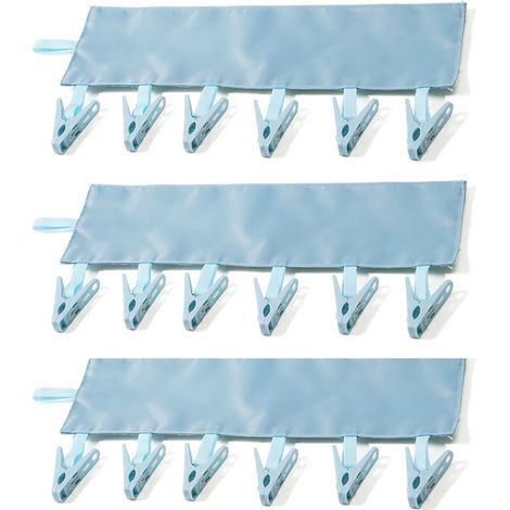 Cintre portable à pinces, étendoir à linge de voyage, cintres de voyage, séchoir à serviettes, cintre pour vêtements, séchoir pliable portable pour chaussettes et maillots de bain, bleu