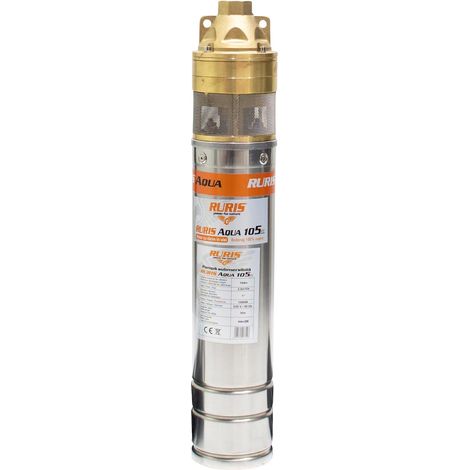 Pompe Submersible RURIS Aqua 105 - 1500W, 140m Refoulement, Débit 2,6 m³/h, 3 Étages, Inox, Câble 30m, Bobinage 100% Cuivre, IP68, Eau Propre (1/5)