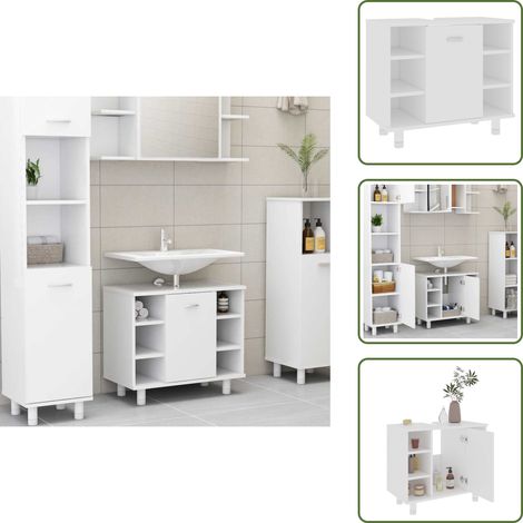 Almacenamiento de baño - vidaXL Armario de baño madera contrachapada blanco 60x32x53,5 cm - Armario blanco